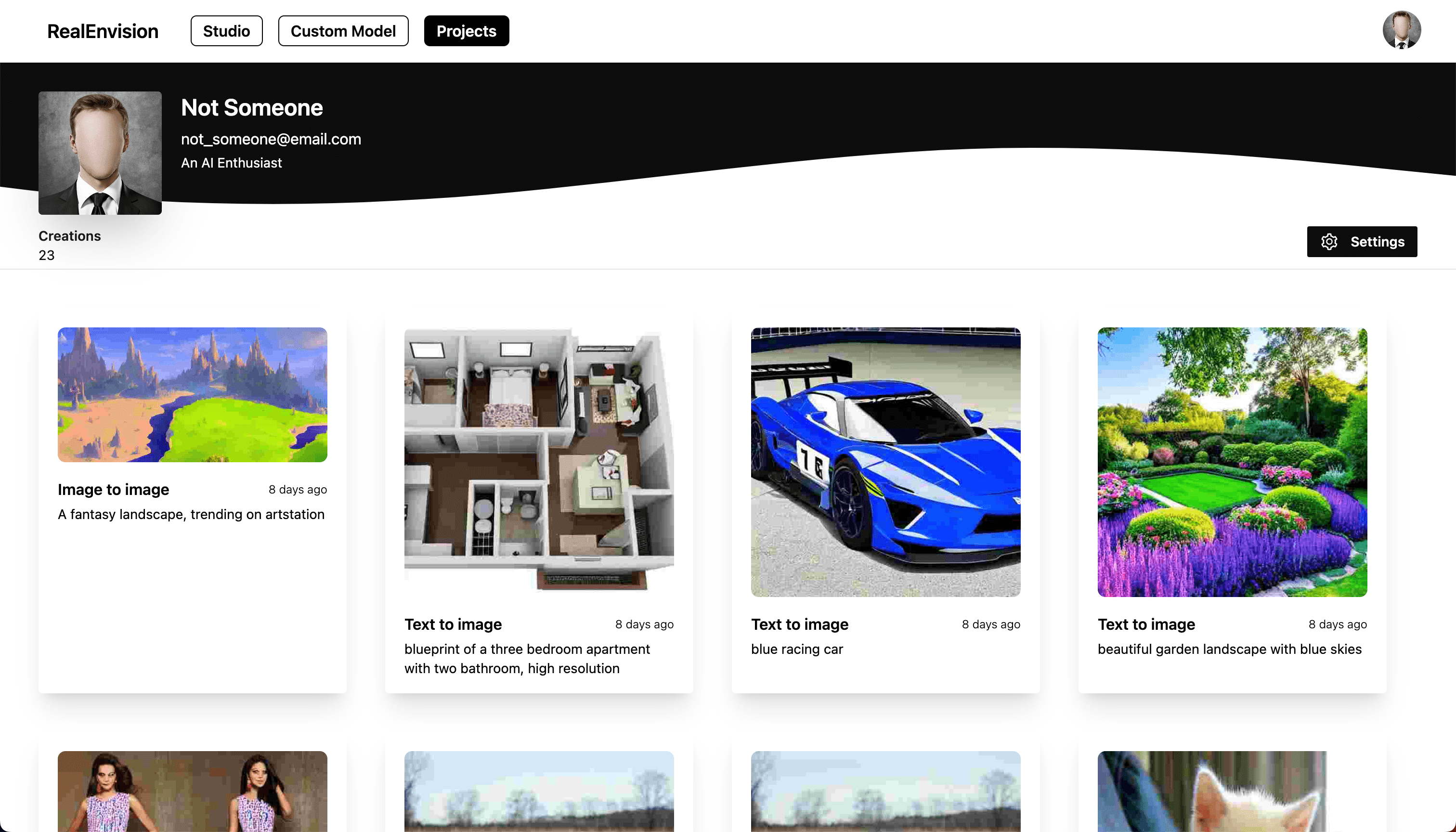 RealEnvision Projects page sample